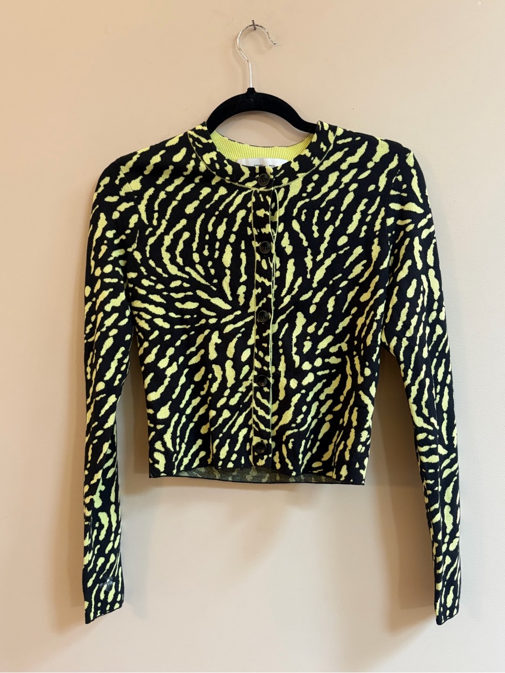 Proenza Schouler White Label Animal Print Jacquard Cardigan Silk Cotton Sweater